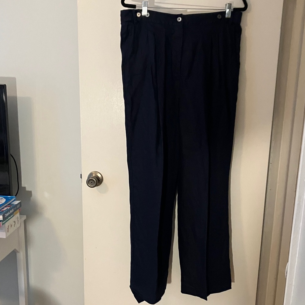 Brooks Brothers Navy Wide-Leg Dress Pants
